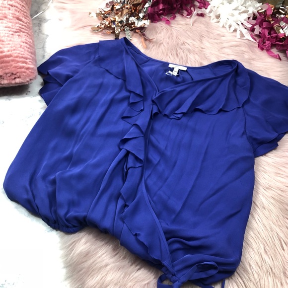 Joie Tops - NWOT Joie Silk Royal Blue  Ruffle Blouse Medium